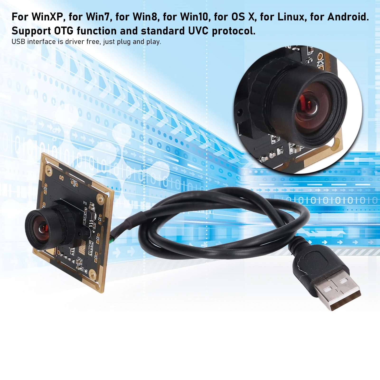 

HBVCAM-W20282CS V11 Camera Module 1MP 100° Wide Angle USB 2.0 OV9281 Chip Free Driver Board Accessory