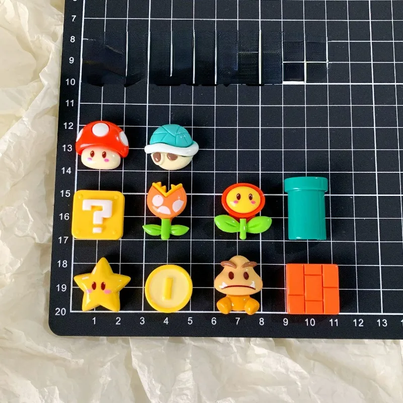 10/20 Pcs Super Mario Bros Resin Decorative Stickers Anime Jewelry Barrettes Scrapbook Craft DIY Miniature Ornaments Accessories