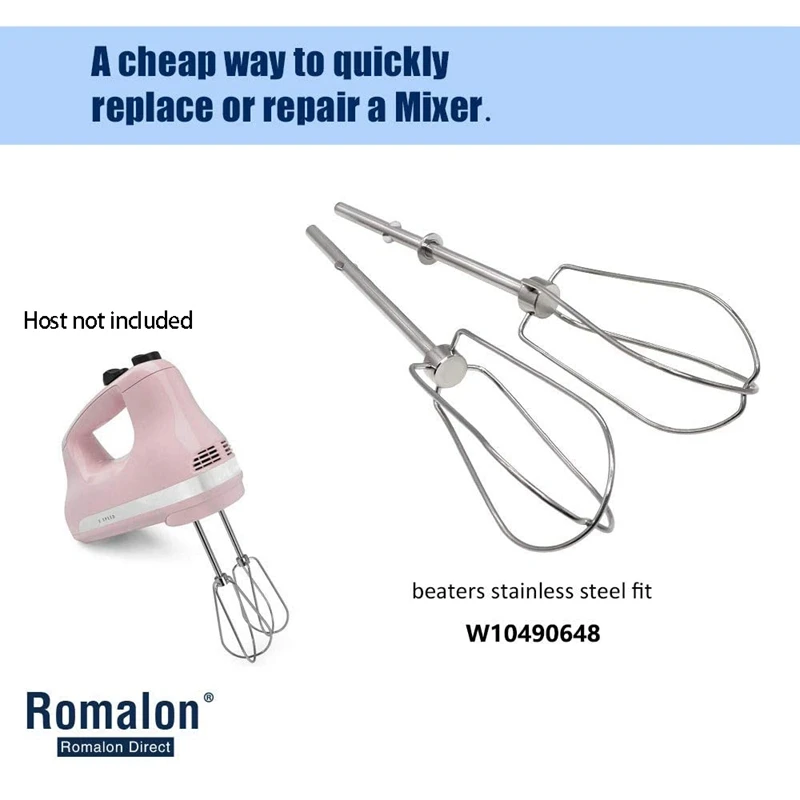 ABUN Turbo Beaters for KitchenAid Hand Mixer Replacement W10490648 2Pcs Stainless Steel