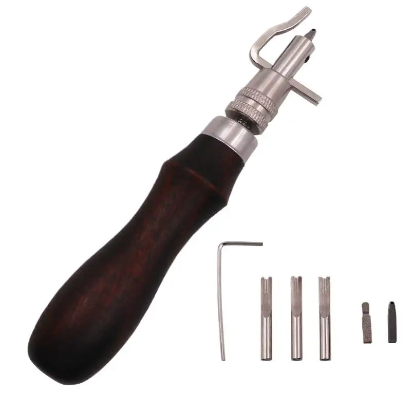 7 In 1 Multi-Function Leather Groover Tool Set Adjustable Crease Bevel Carve Cut Kit for Home DIY Leather Craft Projects