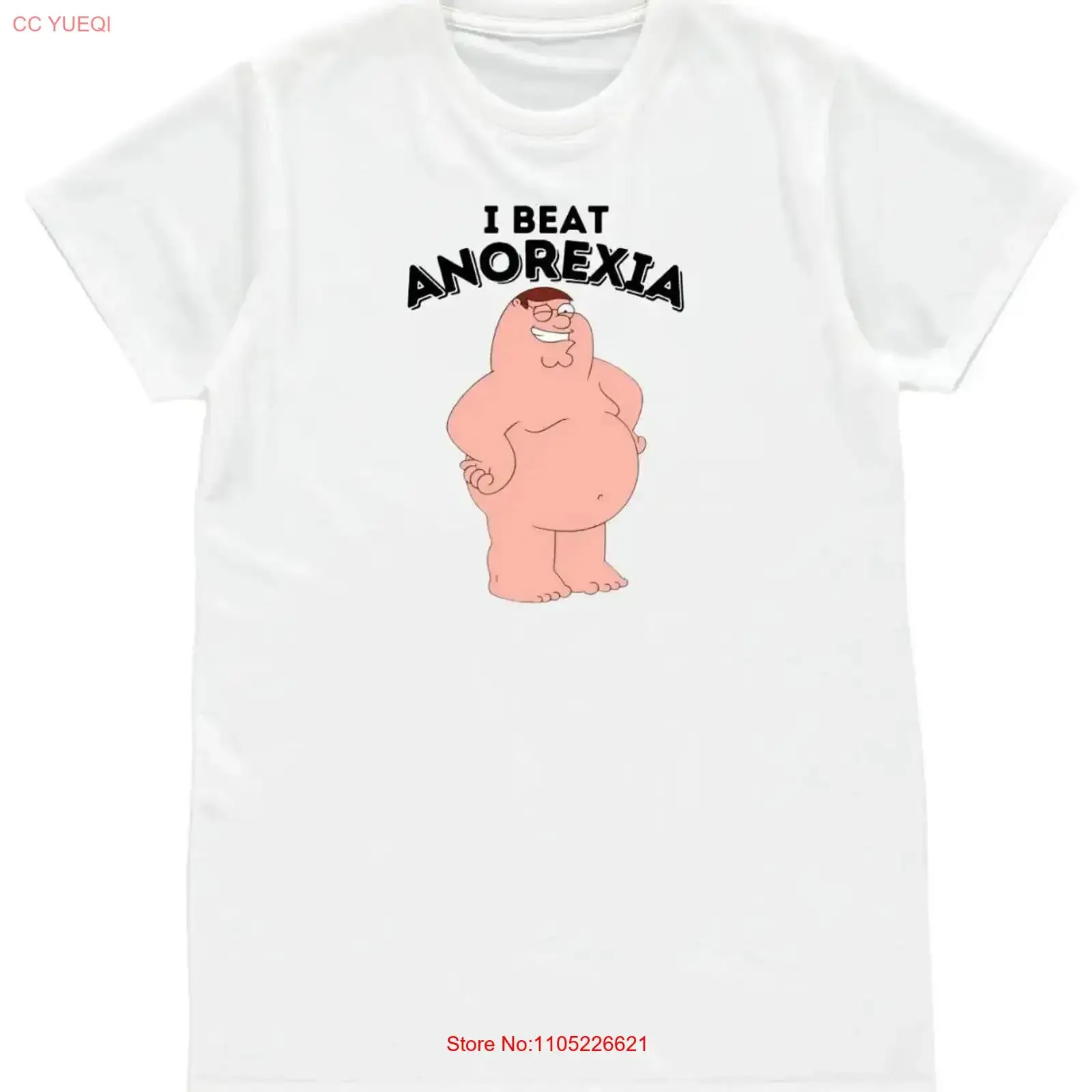 Camiseta divertida de Peter Griffin I BEAT ANOREXIA para hombre, mujer, unisex, regalo de cumpleaños, vintage, lavada, cómoda, elástica, elegante