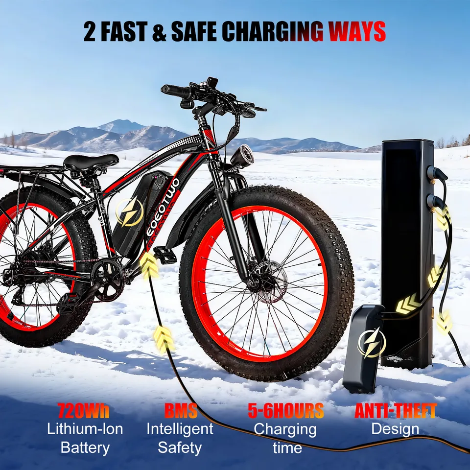 1500W Electric Bike for Adult 60Mile 34MPH 26'' Fat Tire E-Mountain Bicycle image 6