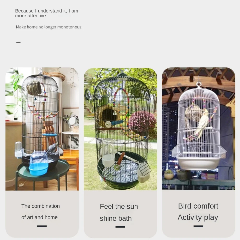 

Parrot birdcage tiger skin xuanfeng peony pearl bird luxury villa round large metal bird cage