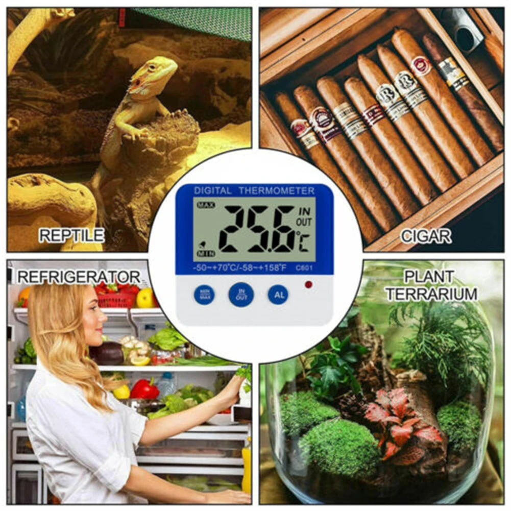 Led Fridge Freezer Digital Thermometers ℃/℉ Temperature Humidity Meter With Led Indicator Alarm Function Drop shipping Wholesale