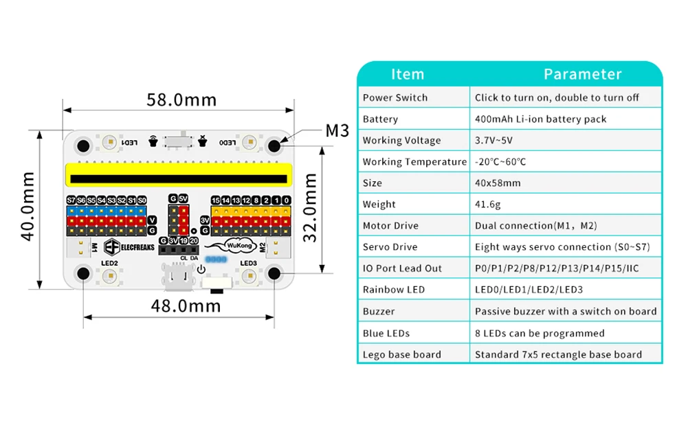 Imagem -02 - Micro:bit Wukong Expansion Board Adapter For Building Blocks Compatível com Legoeds Programando Projeto