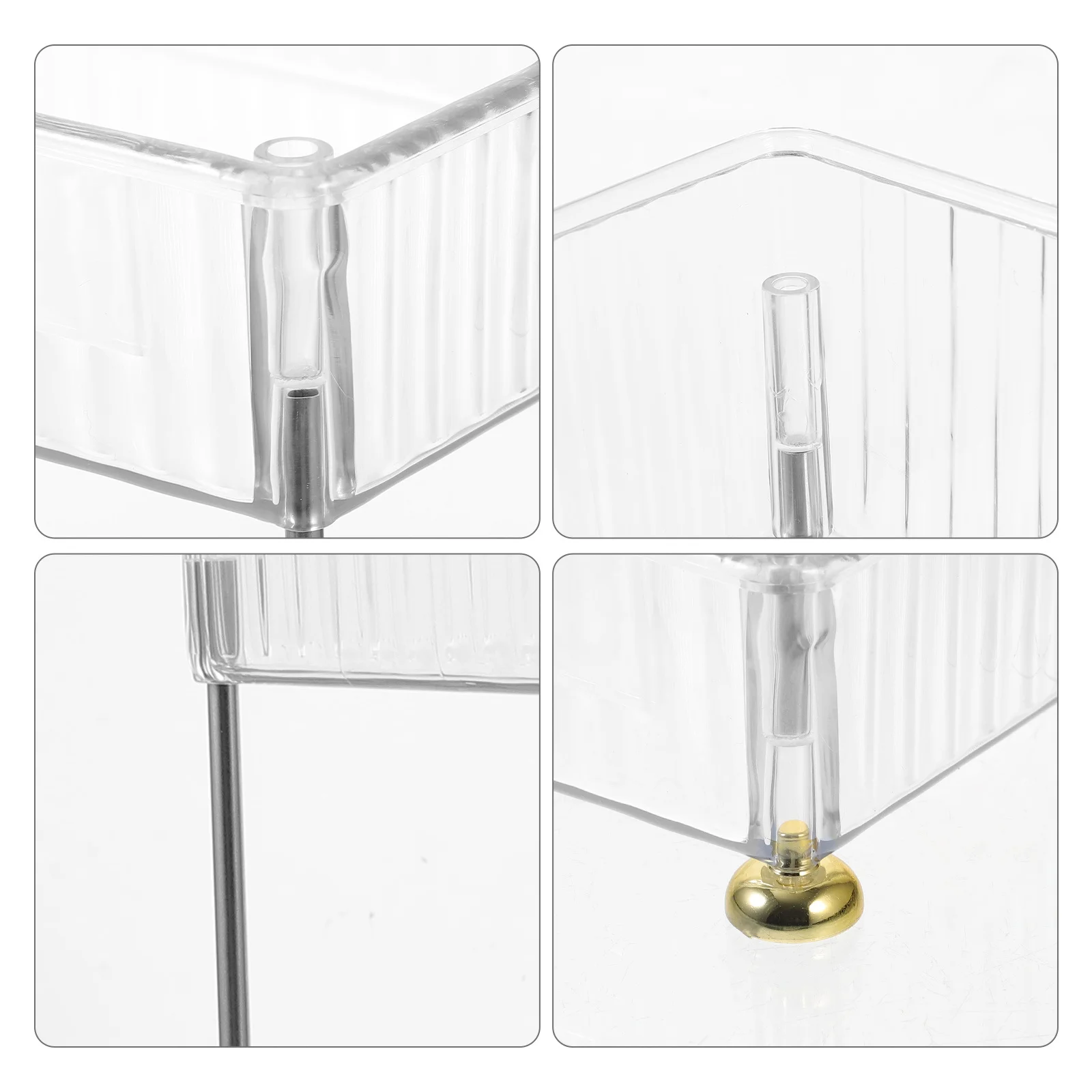 

2 Tier Clear Bathroom Counter Organizer Standing Rack Pet Stainless Steel Storage Shelf For Toiletries Cosmetics Vanity Desktop