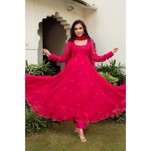 Rose Salwar Kameez 전통 인도 사리 로브 쿠르타 팔라조 두파타 세트 
