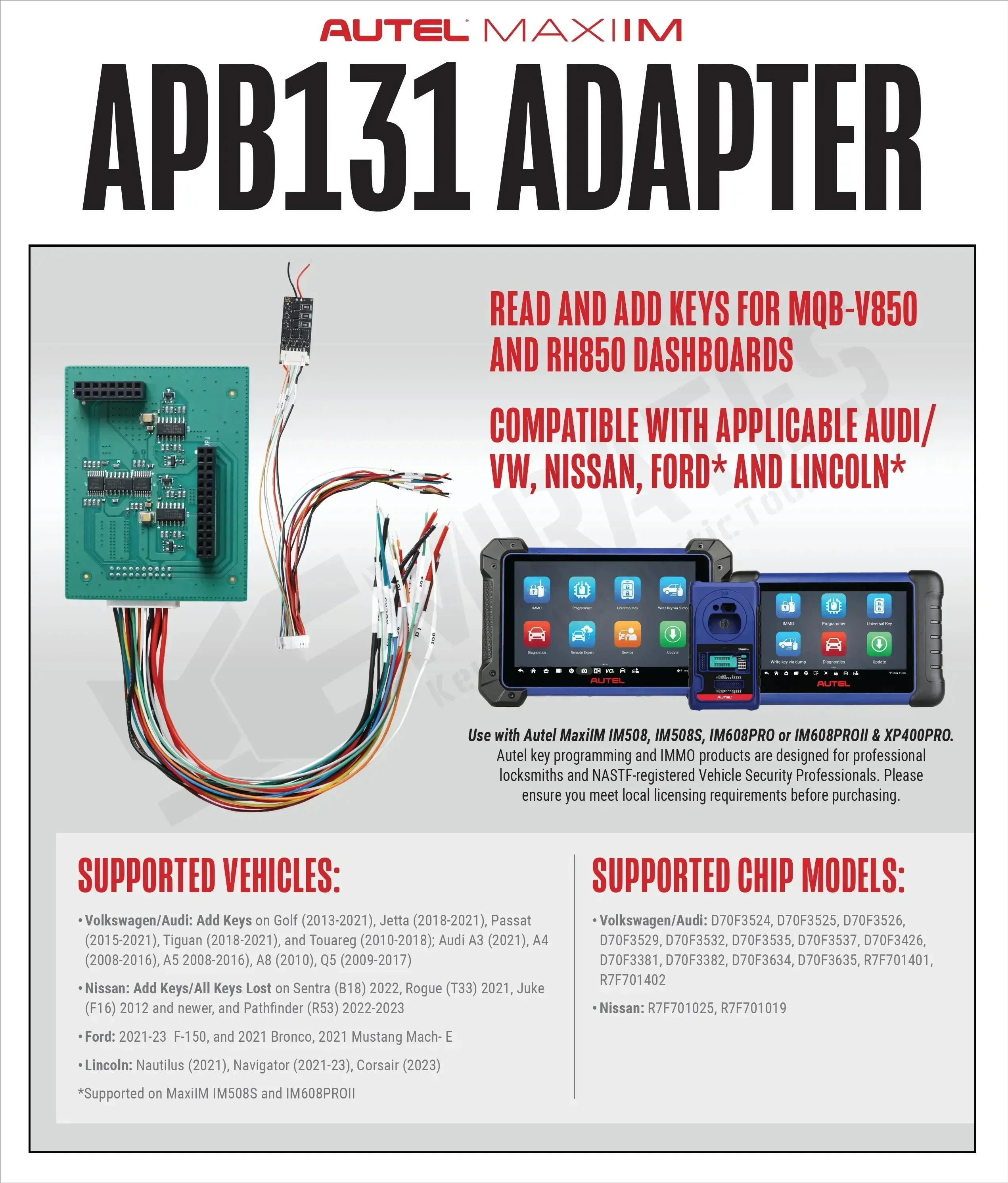 AUTEL APB131 Adapter Advanced Key Programming Accessories Used With Autel XP400 PRO/IM508 IM508S IM608 IM608 Pro