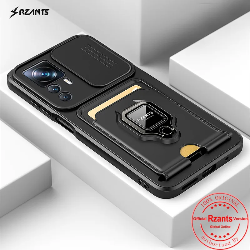 Rzants For Xiaomi 12T 12T Pro Case [Bison] Smooth business Push-pull card holder ring armor Case Cover