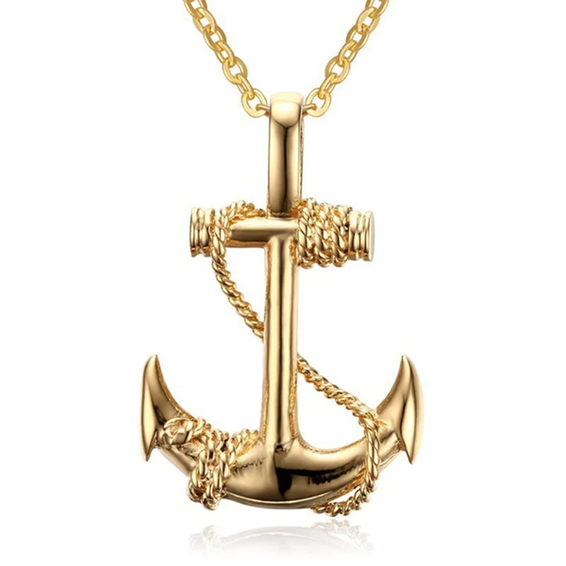 Vintage Boat Sea Anchor Sailor Man Men Necklaces Chain Pendants Punk Rock Hip Hop Unique for Male Boy Fashion Jewelry Gift