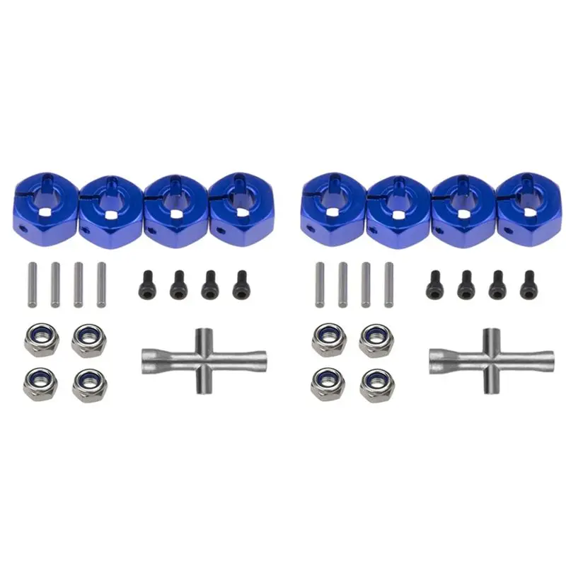 AS96-2Set Metal 12Mm Hex Wheel Hub Adapter Flanged Lock Nut Cross Wrench For Traxxas 1/10 Slash 4X4 VXL 2WD Rustler RC Car