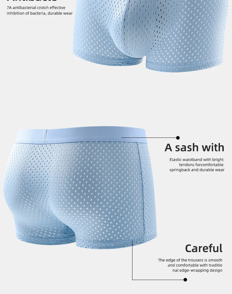 4 stücke Herren Boxershorts Eis Seide Unterwäsche plus Größe Unterhosen cool atmungsaktiv sexy schlanke Höschen Mesh Dessous Großhandel Lose – Detail 13