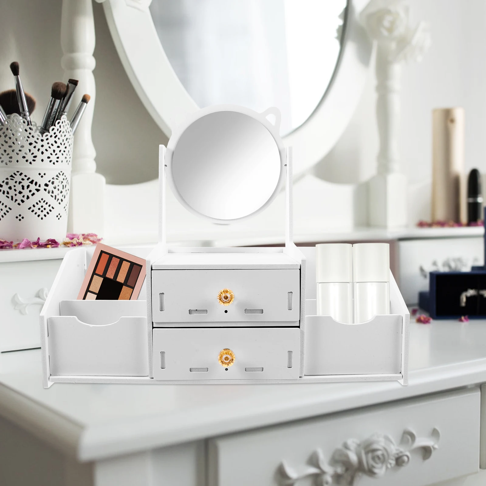 Organizzatore per Trucchi con Cassetti per Specchiera da Toeletta, Scrivania, Piano di Lavoro Trasparente