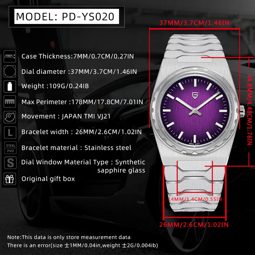 PAGANI DESIGN 2025 New V2 7mm fashionable men quartz watch 10Bar waterproof leather sapphire C3 Two pointers reloj hombre