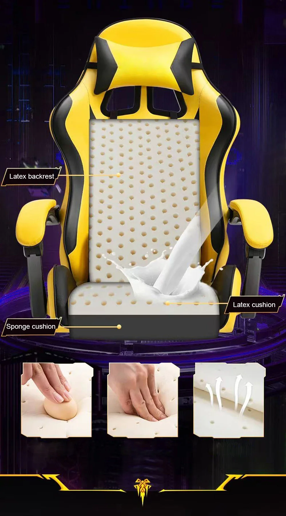 Gaming Chair High Quality Computer Gaming Chair Ergonomic Massage Computer Chair Leather Home Furniture Internet Cafe