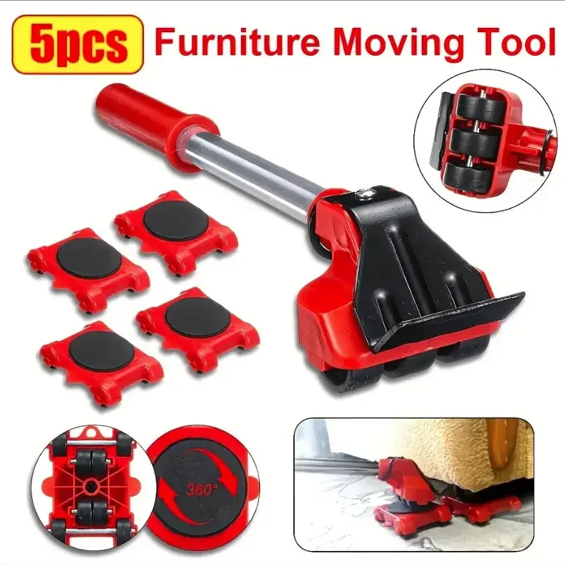 Furniture Mover Tool Transport Lifter Heavy Stuffs Moving Wheel Roller Bar Hand Tool Professional Heavy Duty Furniture Mover Set
