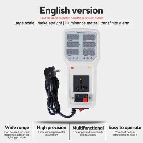 HOPI HP-9800 Handheld Power Meter Power Analyzer LED Tester Meter Socket Measurable Current voltage Power Factor Monitors