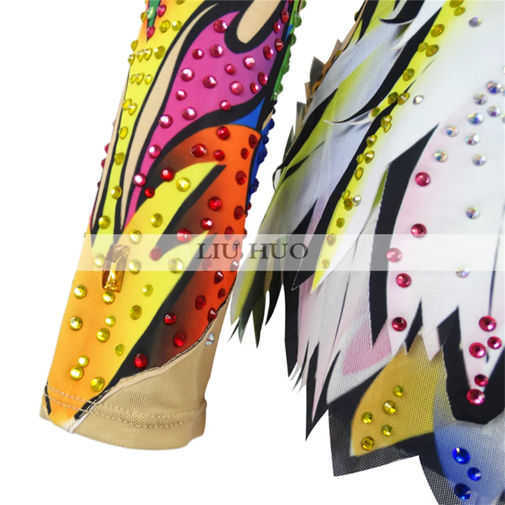LIUHUO Eiskunstlaufkleid für Damen und Mädchen, Eiskunstlauf, Rhythmische Gymnastik, Wettbewerb, mehrfarbiges Trikot, Tanzkostüm für Kinder