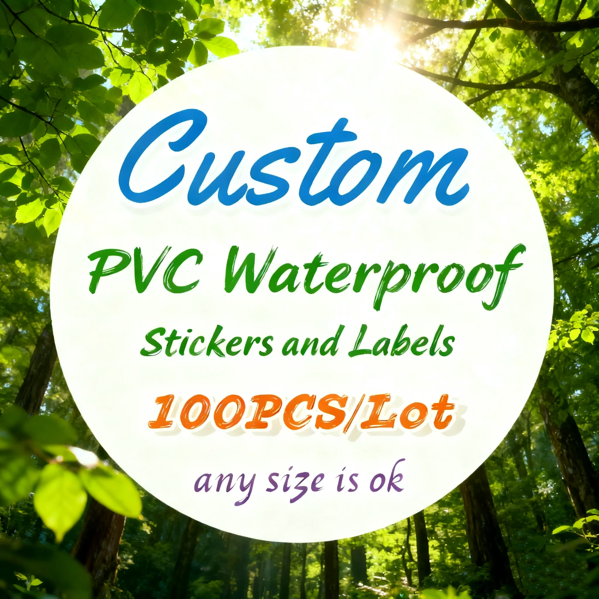 

100PCS Custom PVC Waterproof Stickers, Personalized Logo & Design for Wedding Birthday Gift Box