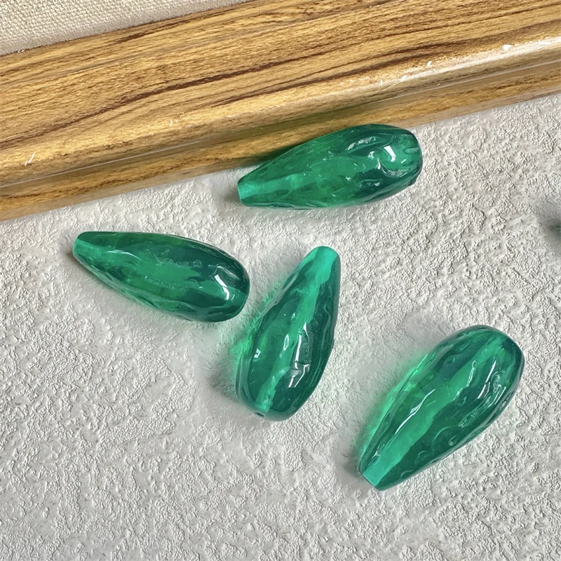 Summer style 40pcs/lot color print geometry water drop shape resin straight hole beads diy jewelry garment hair accessory