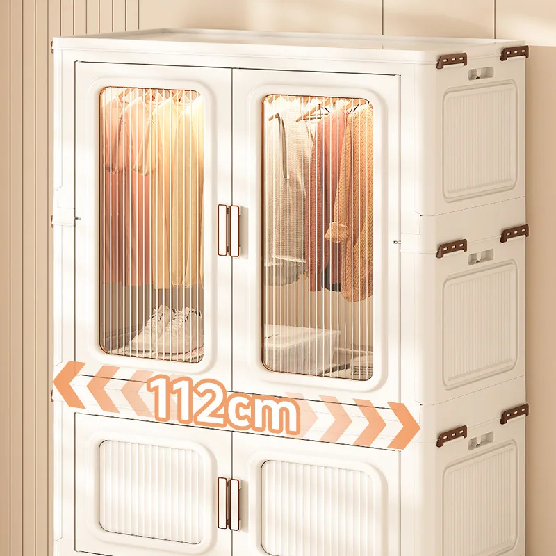 Storage cabinet Folding children's wardrobe multi-layer, starting from one piece, increasing baby clothes with cabinet door Stor