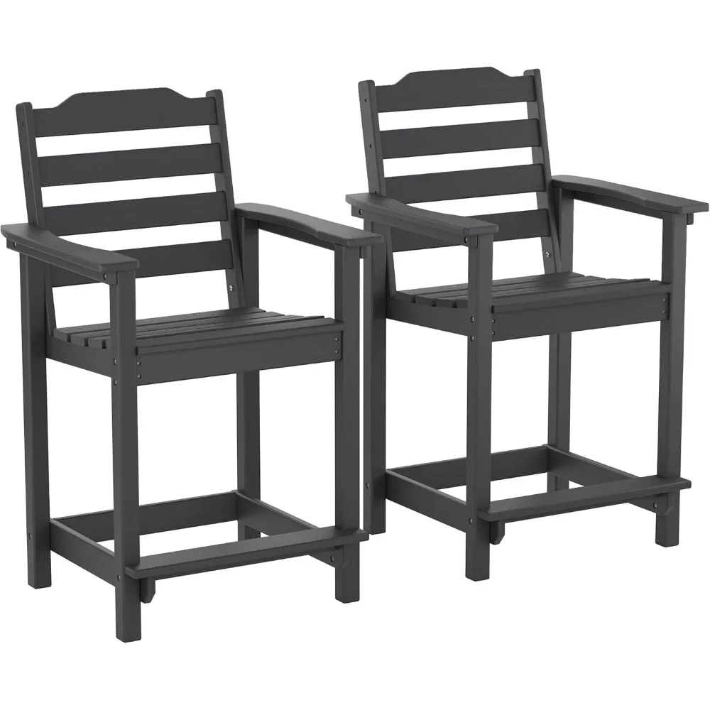 

chairs set of 2 with connecting tray, 24 inches hdpe bar height outdoor chairs, all weather resistant,chairs