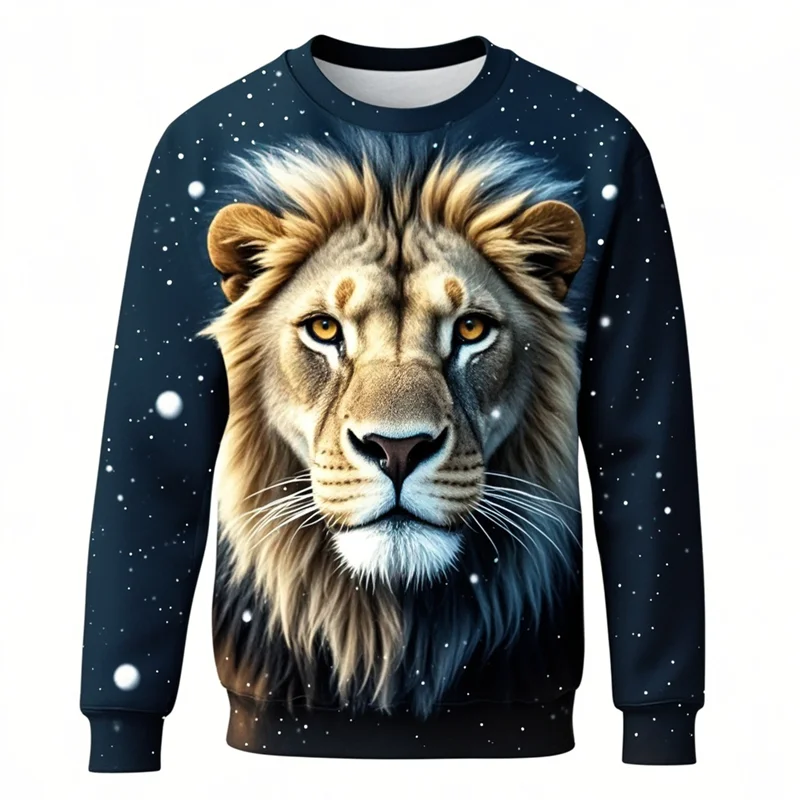 Cute Lion Graphic Sweatshirts Fashion Animal Ugly Christmas Sweater Casual Kids Pullovers Hip Hop Man Tracksuit Xmas Sweaters