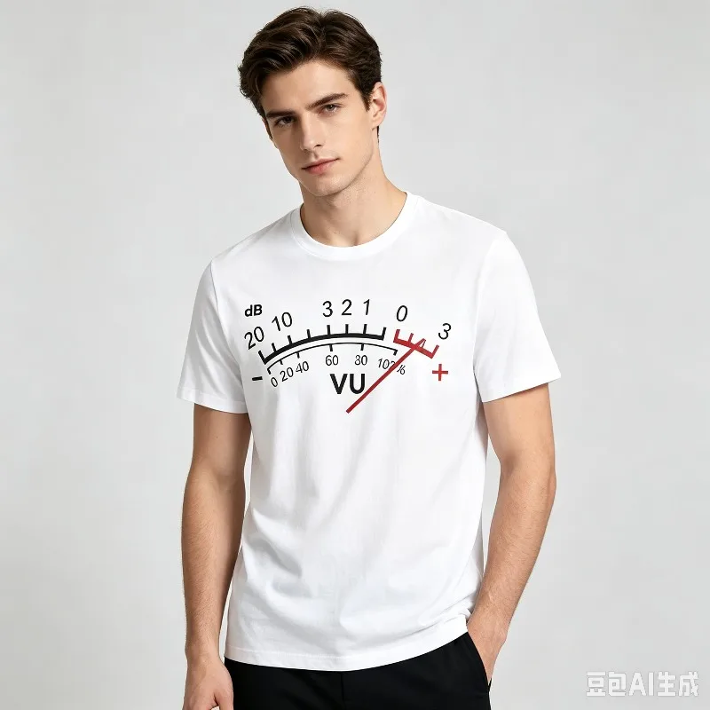 VU Meter dB Volume T-Shirt Men’s Audio Engineer Sound Graphic Tee Soft Modal Casual Top for Music Lover DJ Recording - view 5
