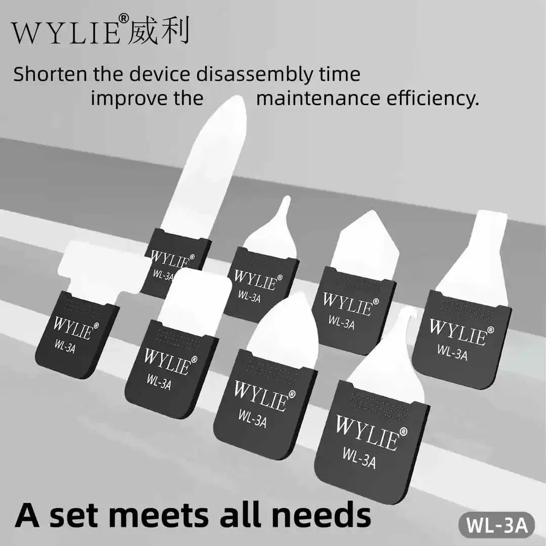 

Wylie WL-3A Набор инструментов для ремонта мобильных телефонов 8-в-1 — прочные лезвия для безопасного снятия батареи, ЖК-дисплея, задней крышки и стекла