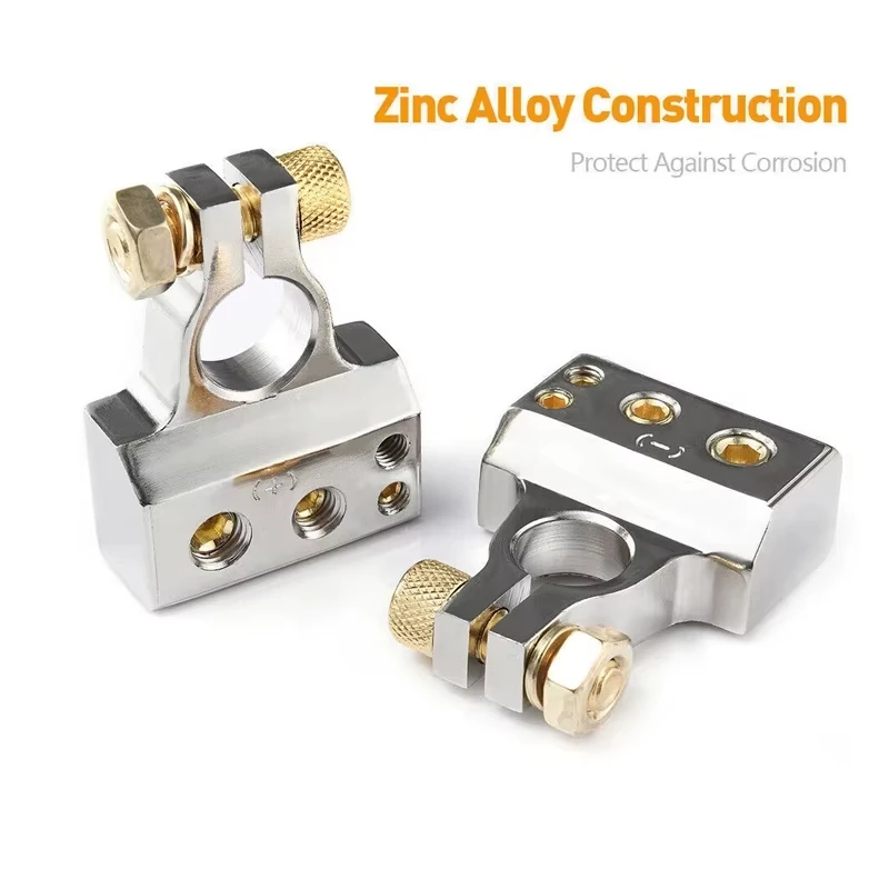 

2pcs Positive Negative Car Battery Terminal Connectors With Covers Shims Modified Battery Joint Adapter Automotive Accessories