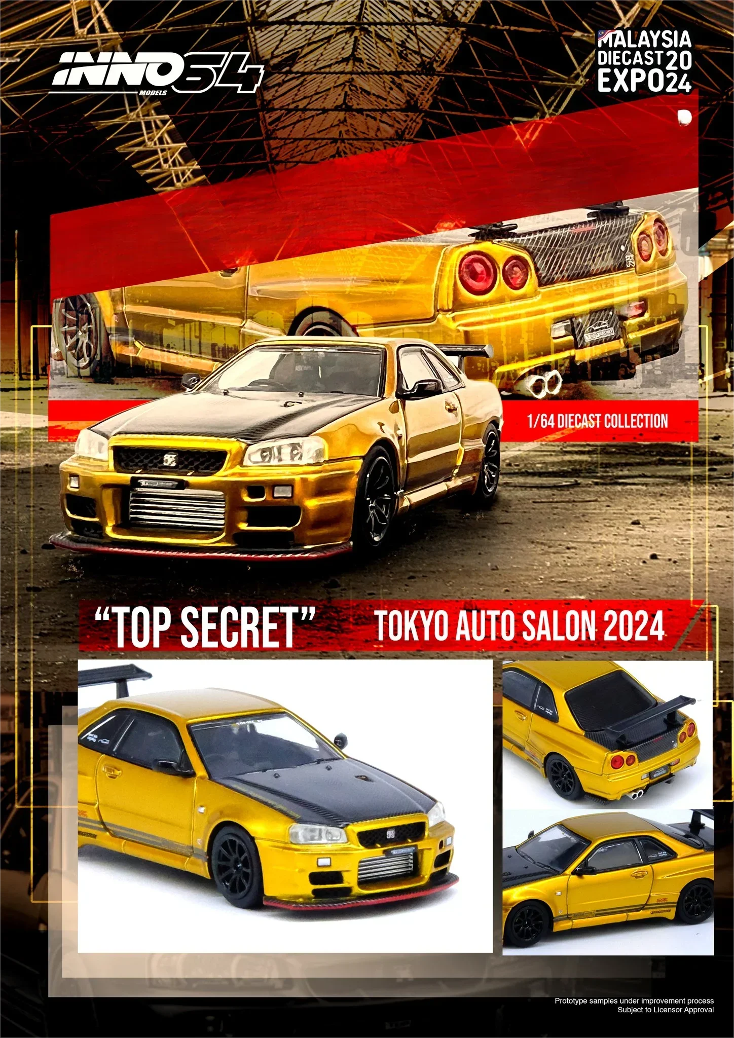 INNO 1:64 SKYLINE (R34) TOP SECRET Malaysia 2024 Limited Diecast Model Car