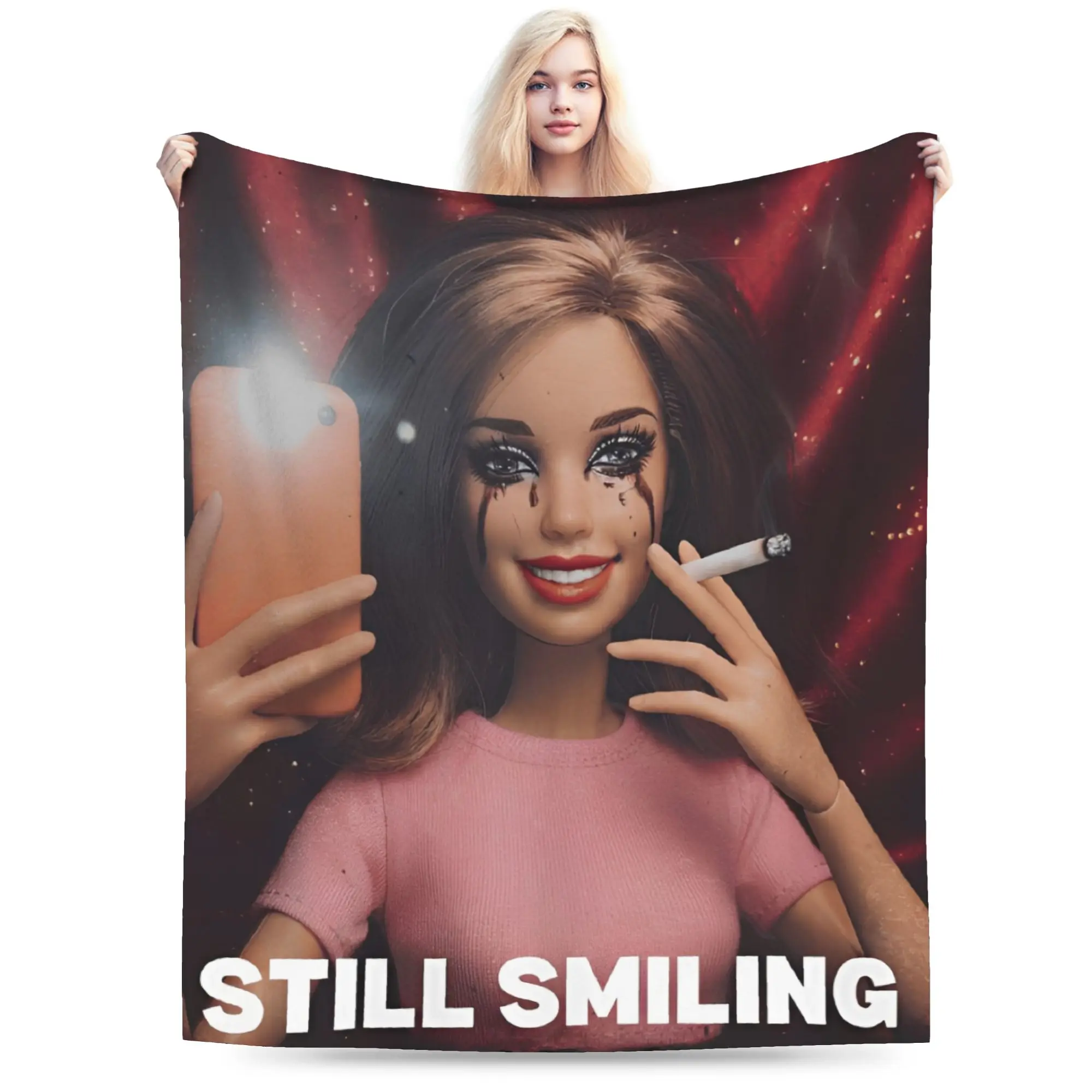 Blonde Doll Disheveled Doll Stuff Blankets Soft Fleece  Throw Blankets Relax Plush Thin Quilt