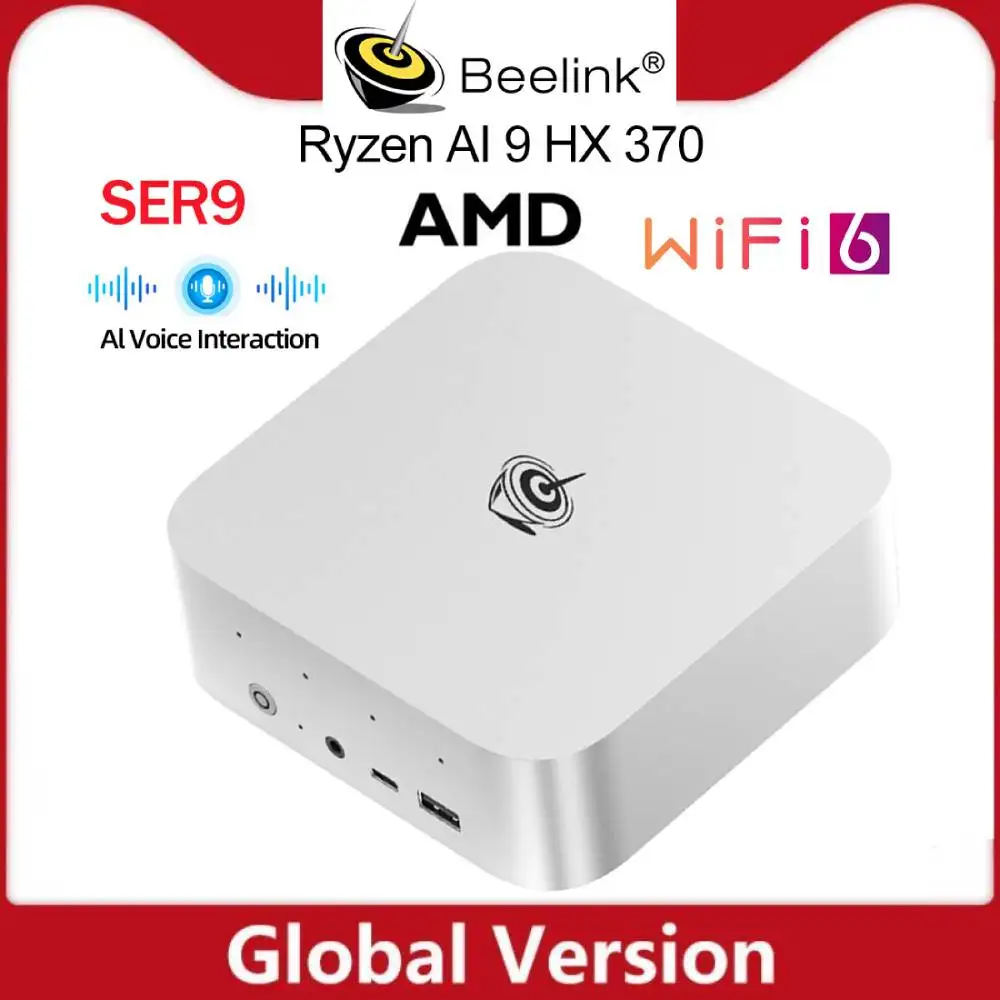 Beelink SER9 AMD Ryzen AI 9 HX370 Powerful AI PC DDR5 Mini Gaming PC 32GB 1TB NVME PCIe4.0 SSD Desktop Computer VS SER 8