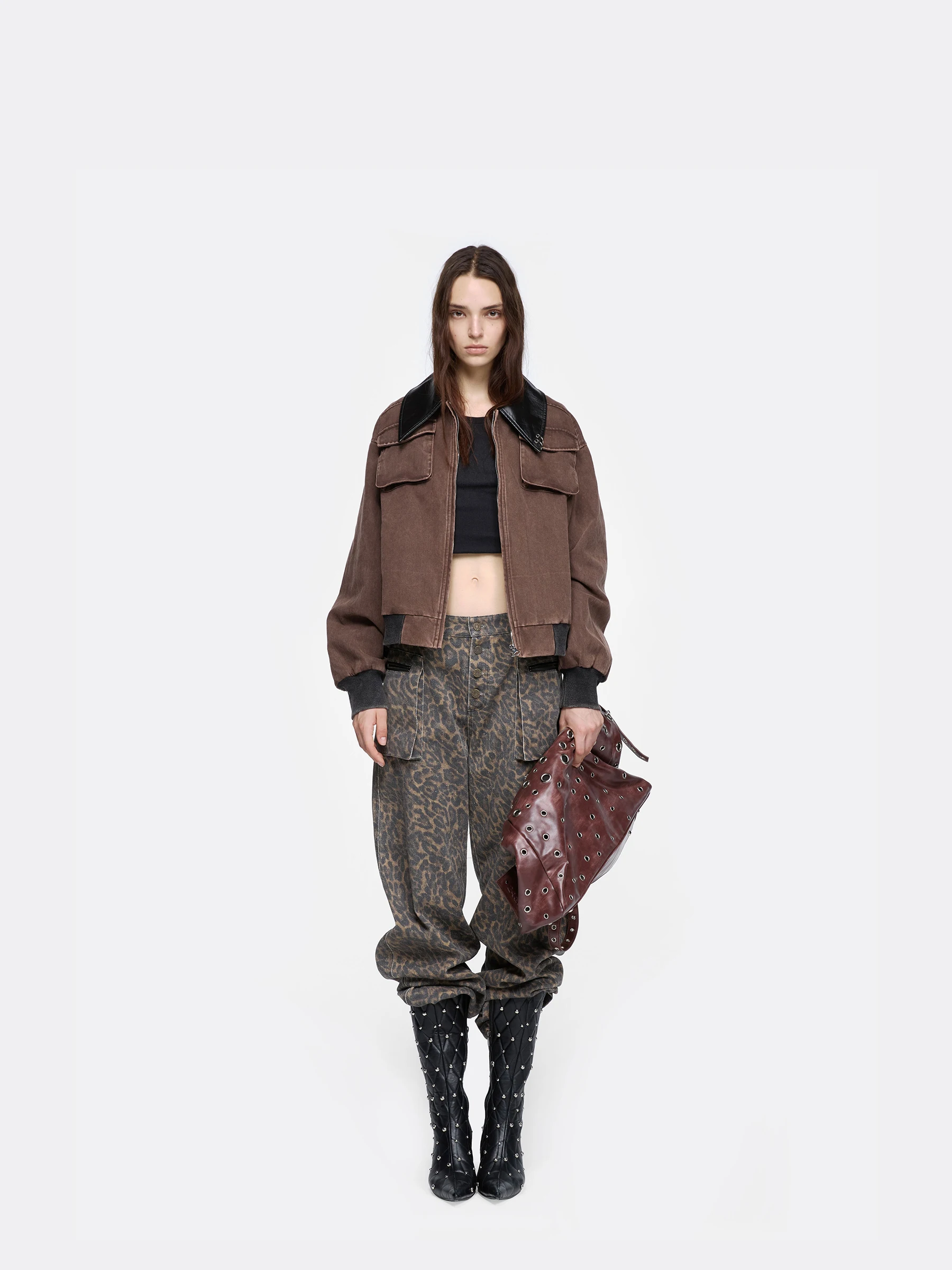 

24ANS LTD Джинсы с леопардовым принтом, джинсовые джинсы в стиле панк, свободные хлопковые молодежные джинсы для зарубежных знаменитостей и блогеров модных