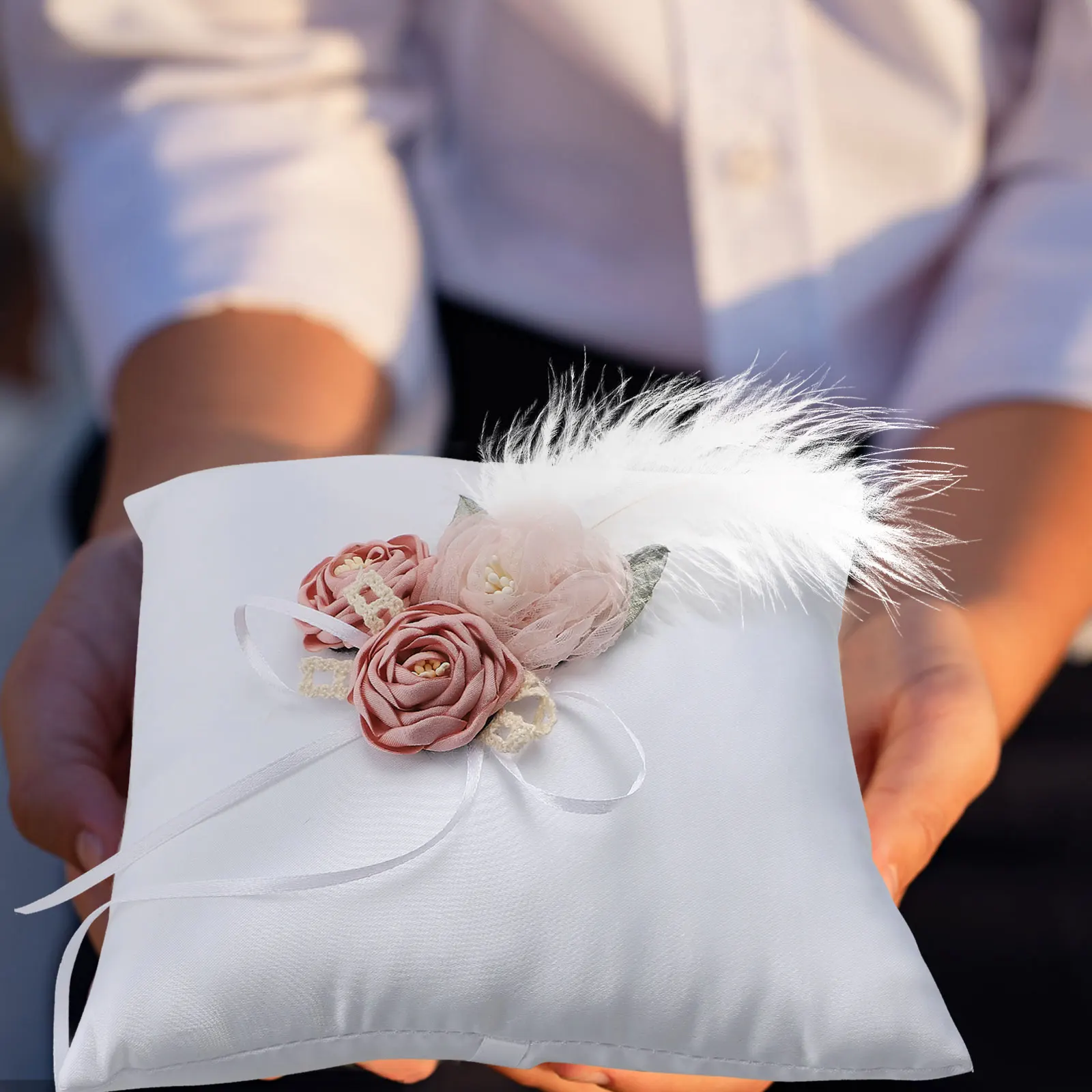 Support Cushion Ring Pillow Bearer Cushions For Lover Friend Good Gift Party Decoration Flowers Romantic Decor Pallet