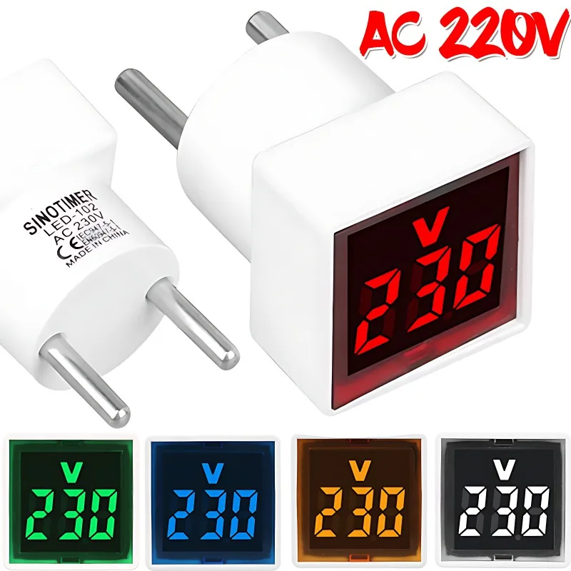 Mini Universal Square Voltmeter LED Digital Voltmeter Ammeter AC 50-500V Voltage Current Indicator Car Volt Amp Tester Detector