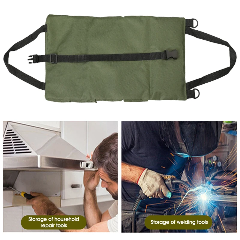 Portable Tool Roll Bag Heavt Duty Tool Organizer Bag All-in-One Garage Storage Waterproof Oxford Cloth-Zipper Pouch for Workers