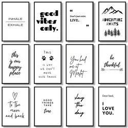 Black and White Quotes Funny Short Sentence Canvas Painting Wall Art Kitchen Living Room Bedroom Posters and Prints Home Decor