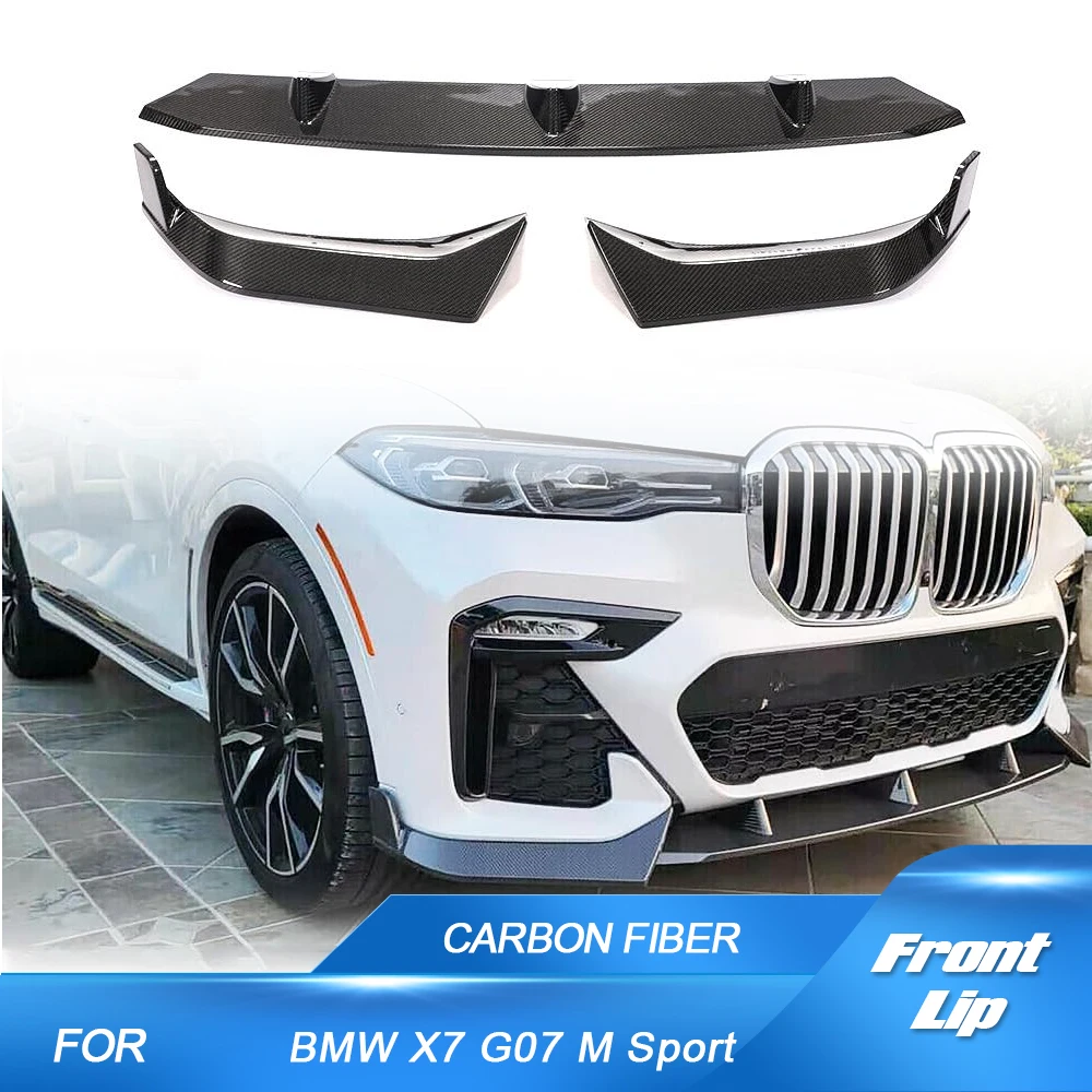 For BMW X7 G07 M Sport Utility 4-Door 2019-2021 Carbon Fiber Car Front Bumper Lip Car Raing Front Lip Spoiler Body Kit 3PCS/Set