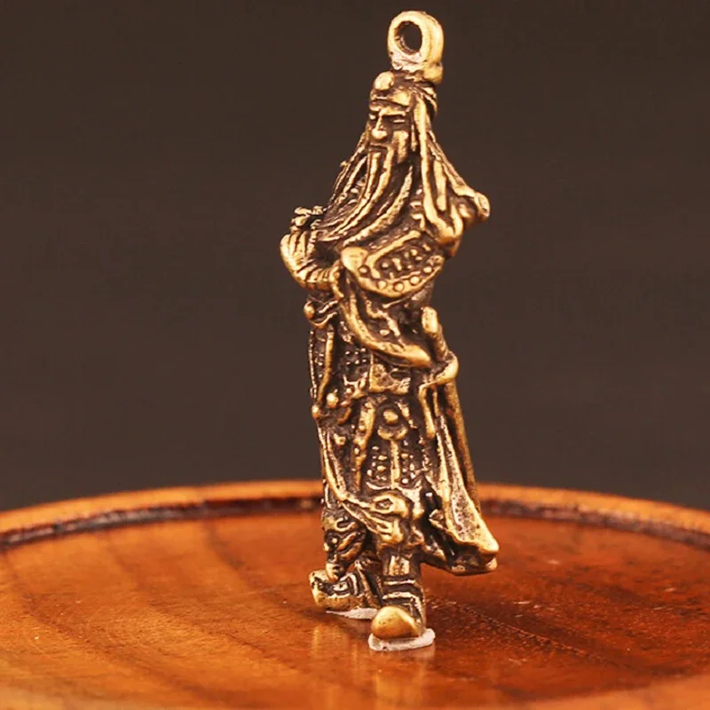 Retro cinese rame dio della ricchezza Guan Gong figura statua artigianale fatto a mano soggiorno ornamenti per ufficio scrivania decorazioni per la casa ciondolo