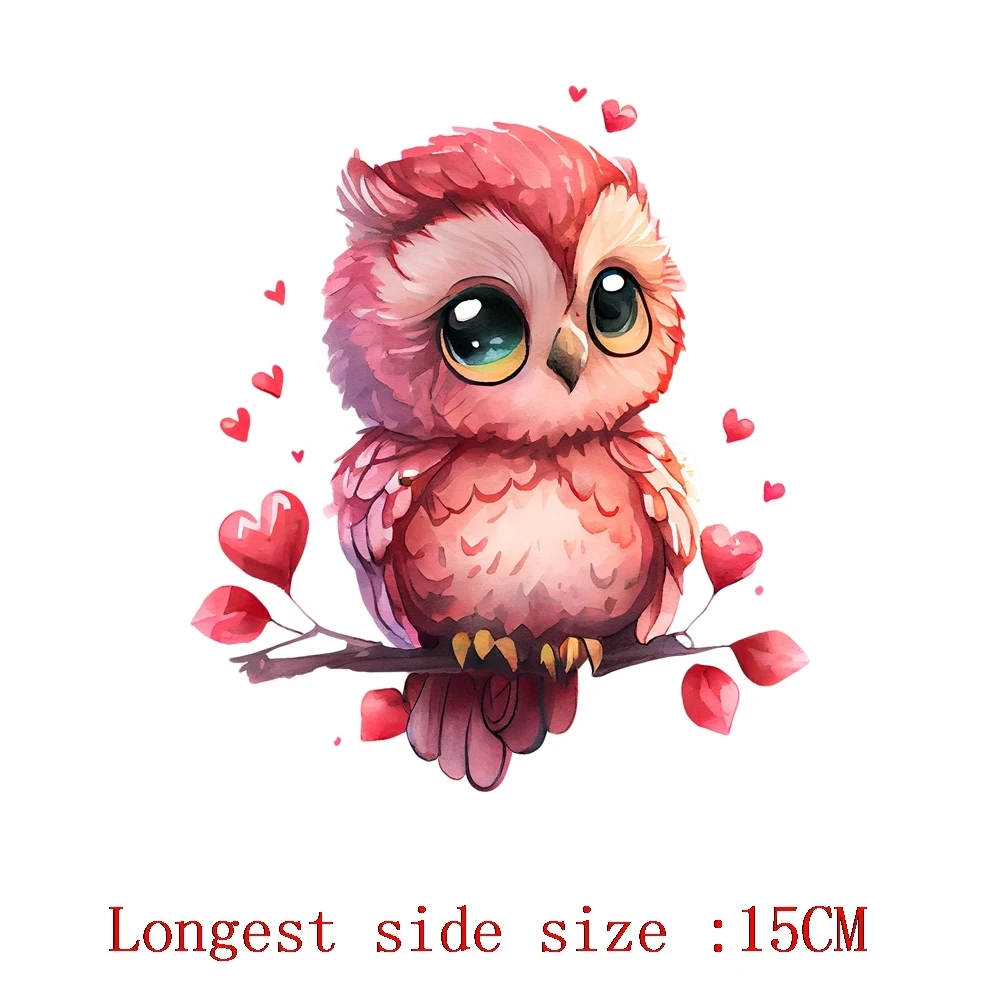 New Colorful Animal Owl Foxes Iron On Sticker Birds Heat Transfer T-Shirt Parches Ropa DIY Heat-Adhesive Clothing Baby Stickers