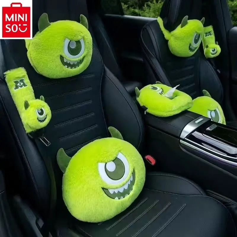 MINISO Disney Cartoon Blue Monster Anime Seat Cushion Car Seat Backrest Decoration High quality Plush Comfortable Accessories