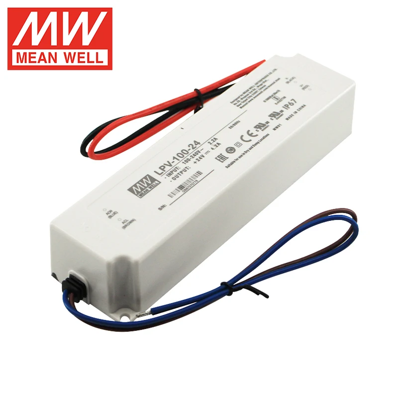Mean Well-impermeável Led Driver Comutação de Alimentação ac para dc Transformadores de Iluminação ao ar Livre Meanwell Ip67 Lpv 100w 5v 12v 24v