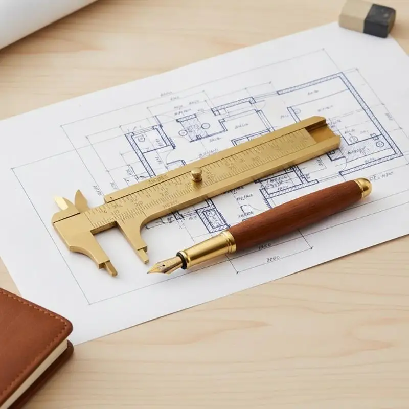 Brass Vernier Caliper Anti-Rust Durable Measuring Slide Gauge Metric Imperial Scale for Home DIY Craft Repair Tasks