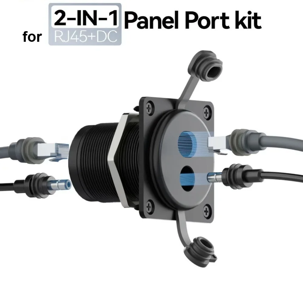 

Gigabit For RJ45 + 5521 DC Power Socket for Gen3 For mini Through-Wall Installation Outdoor Weatherproof Design