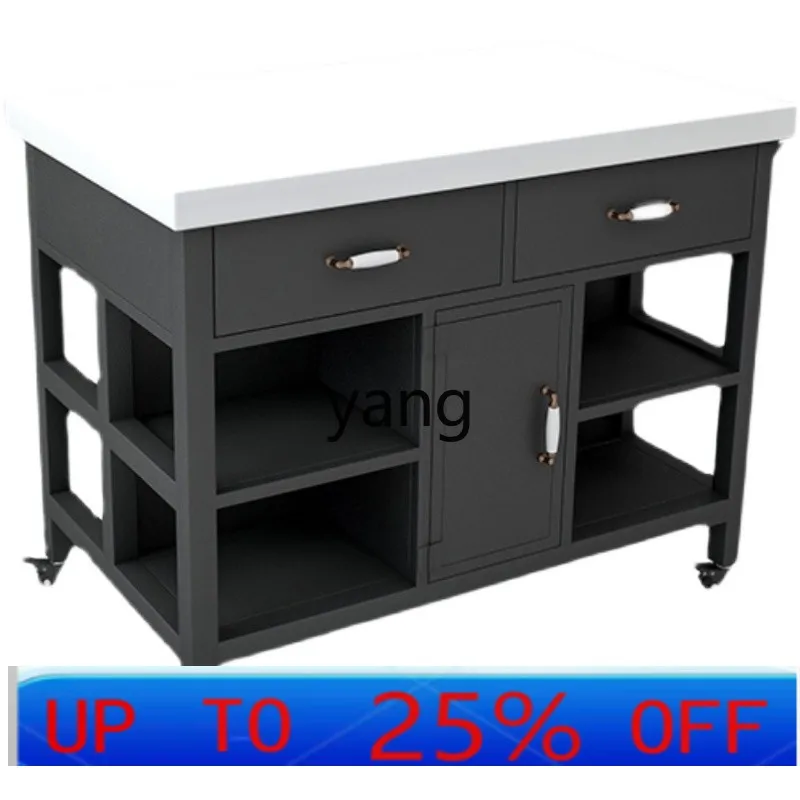 LTT open kitchen mid-island marble pantry storage multi-functional cooking table removable