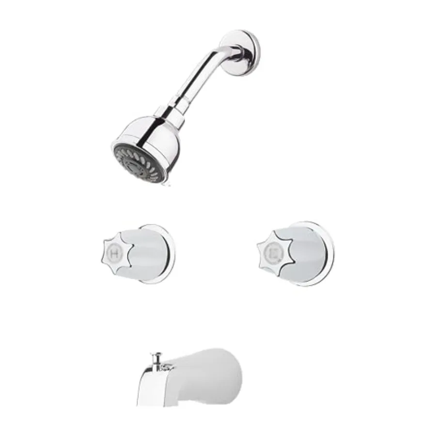 

2-Handle Tub Shower Faucet with Metal Knob Handles in Polished Chrome