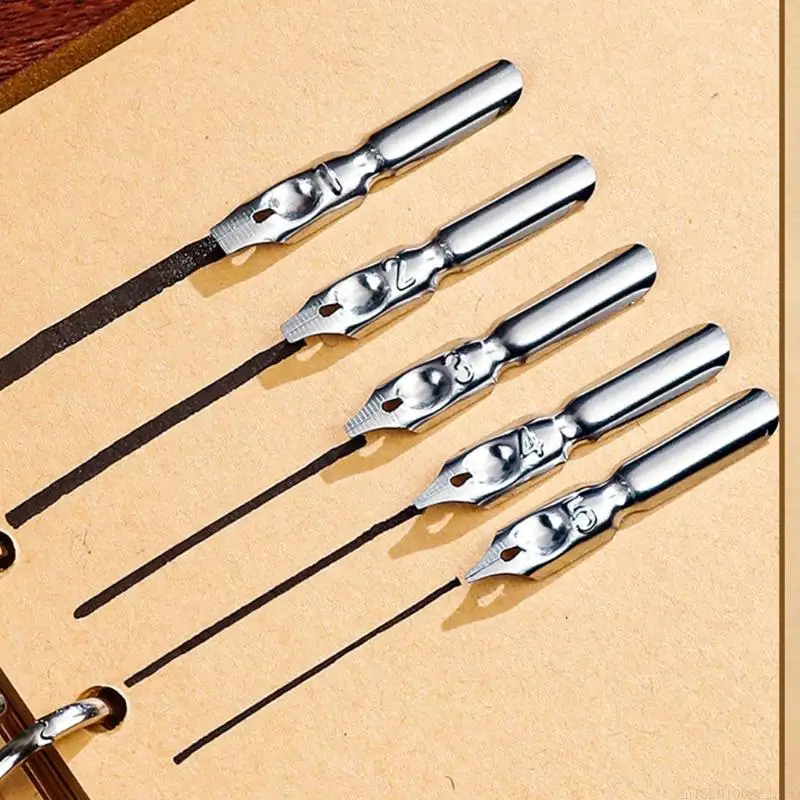 

D5BB Antique Quill Pen With Inks And 5 Interchangeable Nibs For Handwriting Drawing