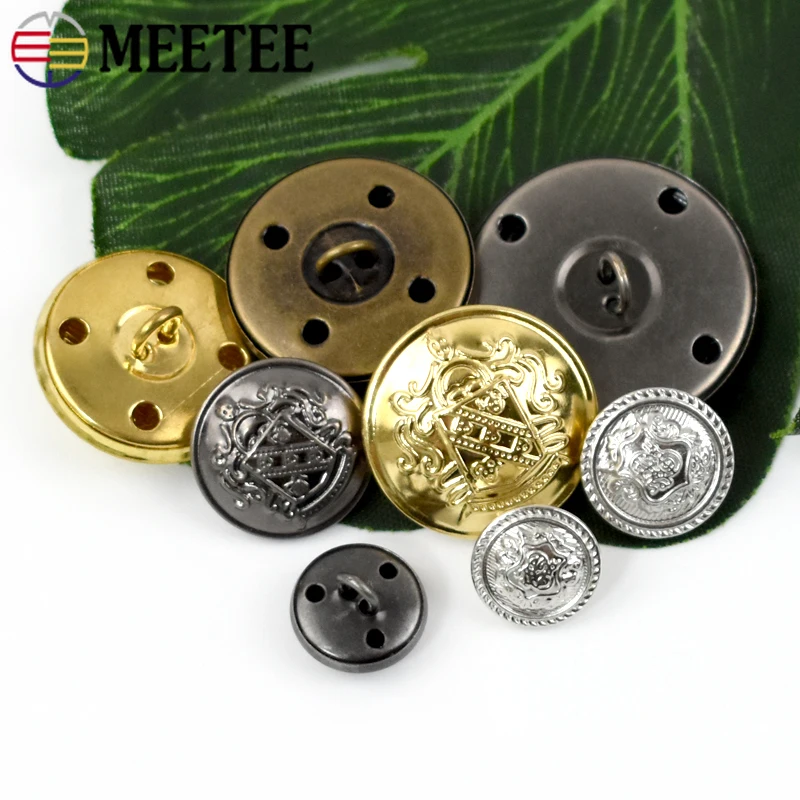 10Pcs Meetee 12-30mm Metal Button Antique Hollow Copper Down Jacket Coat Shank Buttons Jeans Clothes Decoration Buckle Accessory