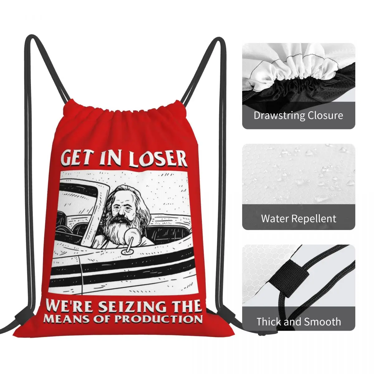 Get In Loser We're Seizing The Means Of Production バックパック ポータブル巾着バッグ シューズバッグ ブックバッグ 旅行 学校用